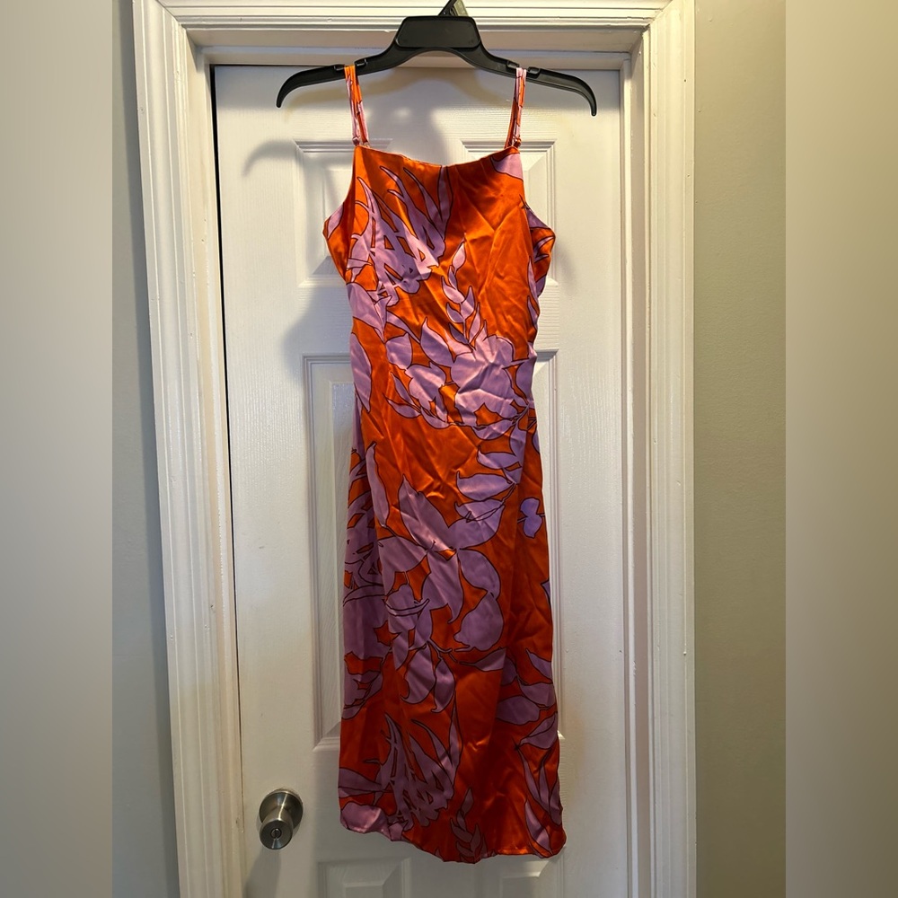 Christian Lacroix Vibrant Orange and Purple Midi Dress